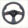NRG Round Steering Wheel Dual Button Red Stitching
