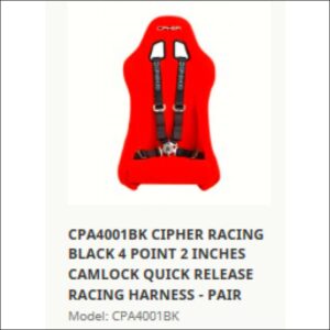 CPA4001BL CIPHER RACING BLUE 4 POINT 2 INCHES CAMLOCK QUICK RELEASE RACING HARNESS - PAIR - interior